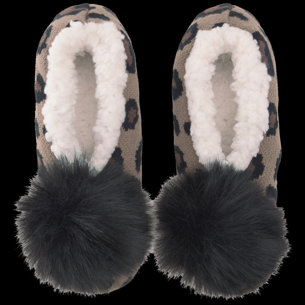 LEOPARD POM POM SLIPPERS - Picture 2 of 5